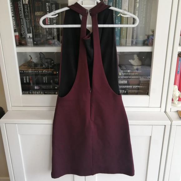 Urban Outfitters Wine Purple Cowl Neck Bodycon Mini Dress with Plunging Back XS - Picture 14 of 16